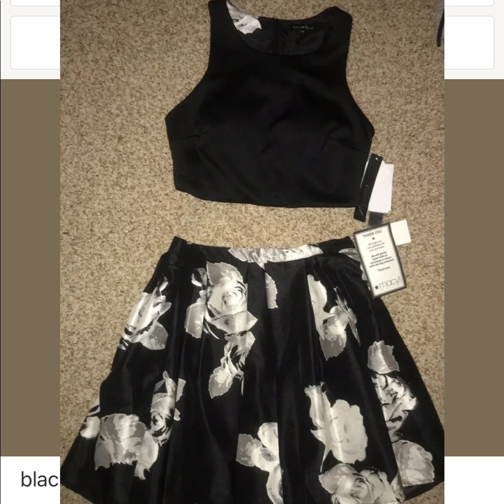 Black Two-piece Floral Party Dress Size 7